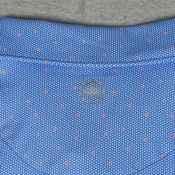 Peter Millar Crown Crafted Polo Mens XL Marina Blue Geometric Pelican Hill Golf - Picture 11 of 12